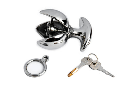 Stainless Steel Anal Lock.Anal Vaginal Dilator.Openable Anal Plugs Heavy Anus Beads Lock. Anal Sex Toys. Adult Game M096