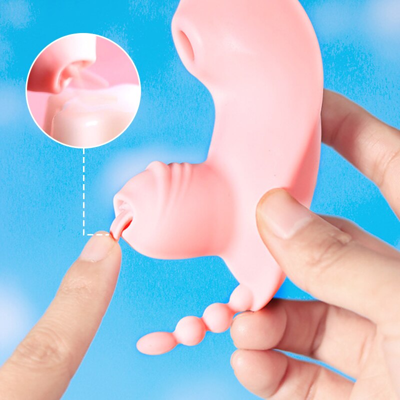 เลีย Sucking Vibrator สำหรับผู้หญิง Wearable Dildo ระยะไกล G Spot ช่องคลอด Massager Clit Stimulator Vibrating Anal Butt Plug เซ็กซ์ทอย