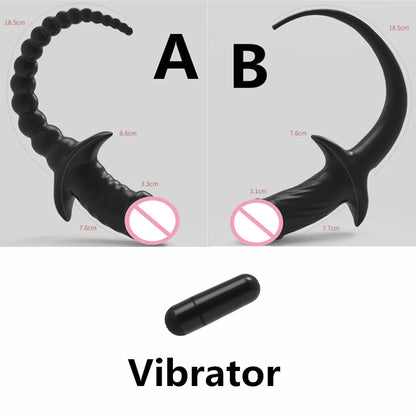 TPE with Vibrator Dog Tail Butt Plug Puppy Tail Anal Plug Toys G-spot Stimulator Erotic Adult Toys Slave Women Tail Gay Sex Toys