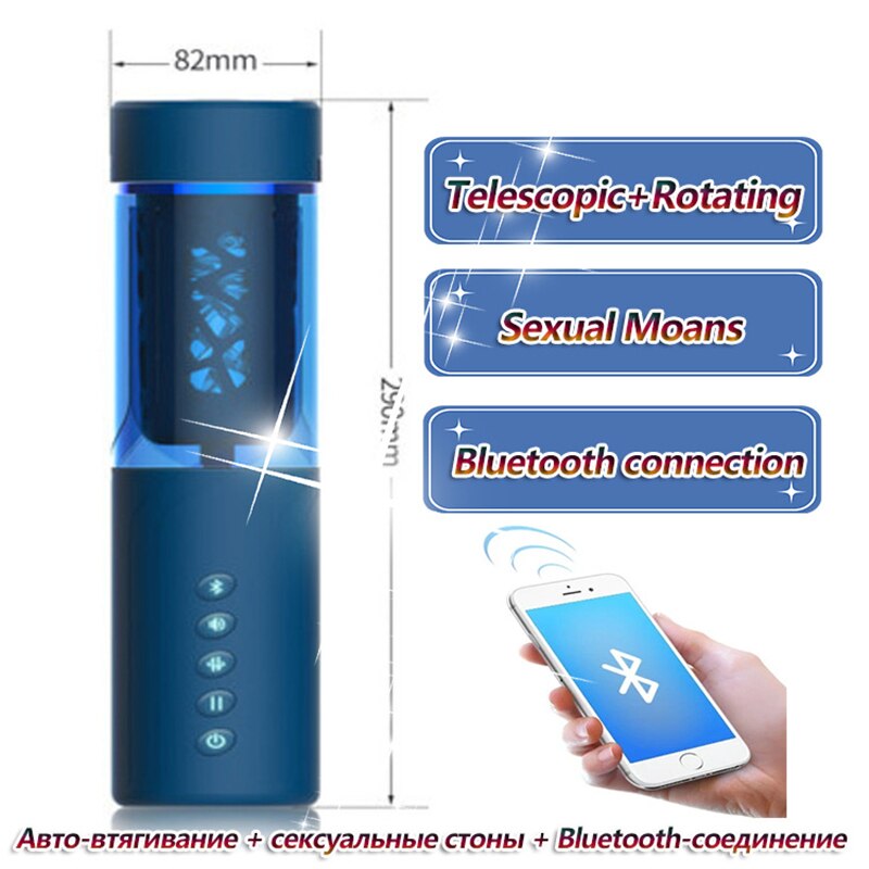 บลูทูธควบคุมอัตโนมัติ Telescopic หมุนลูกสูบชาย Masturbator คัพเซ็กซี่ Moans เสียงช่องคลอดจริง Pussy เซ็กซ์ทอยสำหรับ Man