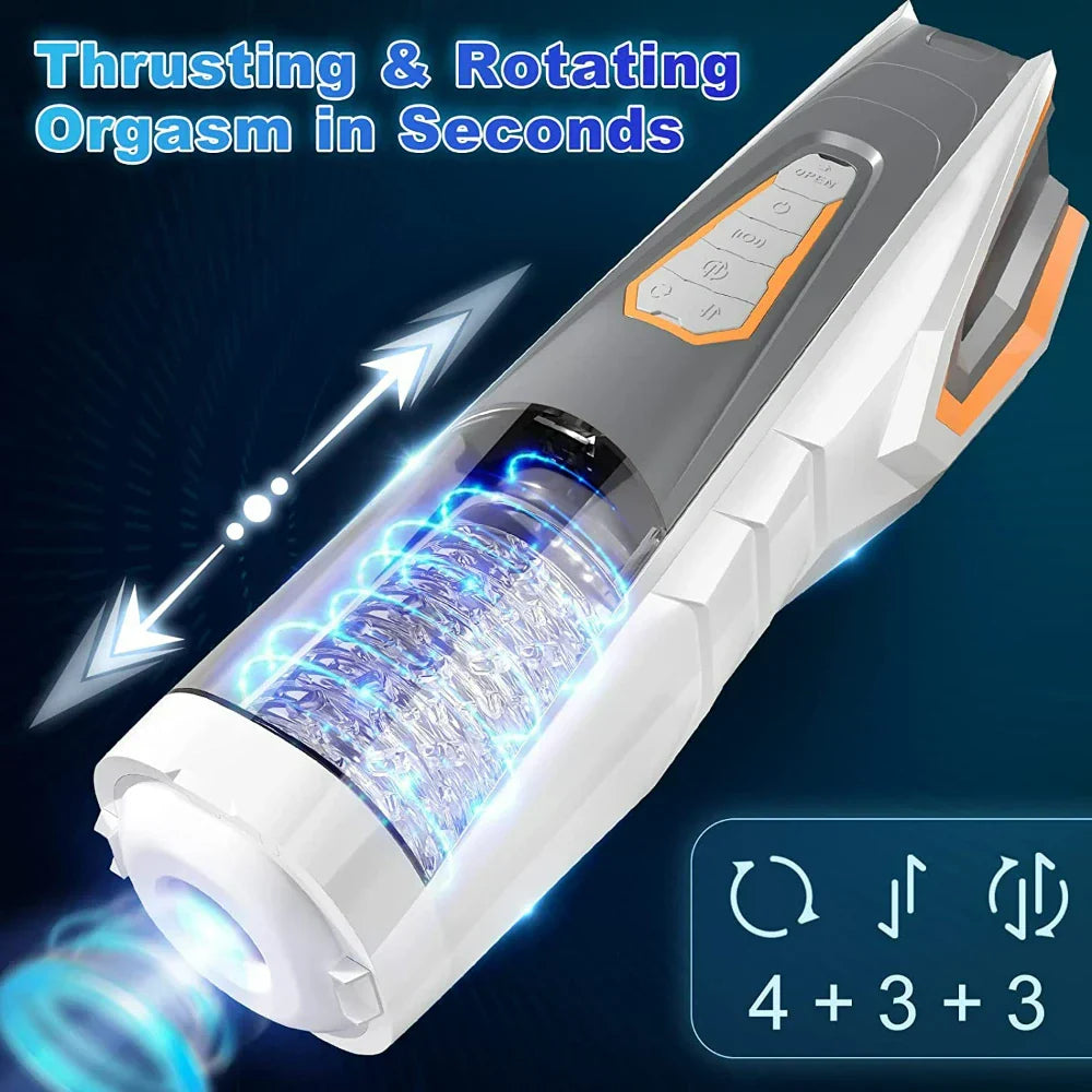 Telescopic หมุนชาย Masturbator ถ้วยสินค้าของเล่นสำหรับผู้ใหญ่ผู้ชาย Voice Interaction เครื่องบินถ้วยซิลิโคนช่องคลอด