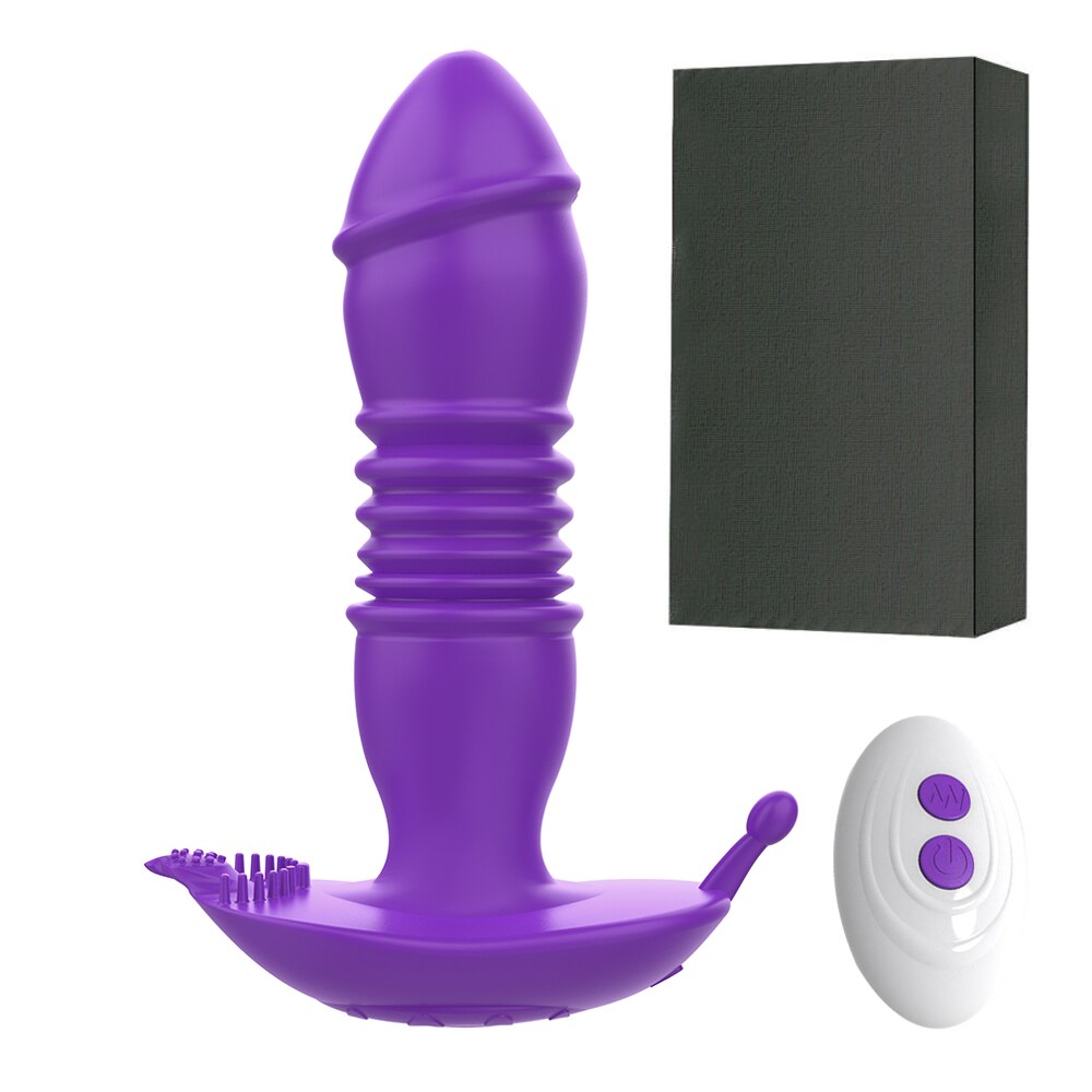 Thrusting เครื่องสั่น Dildo Anal Plug Vibrator สำหรับชายต่อมลูกหมากนวด Masturbators Remote Butt Plug Telescopic Vibrator SexToys