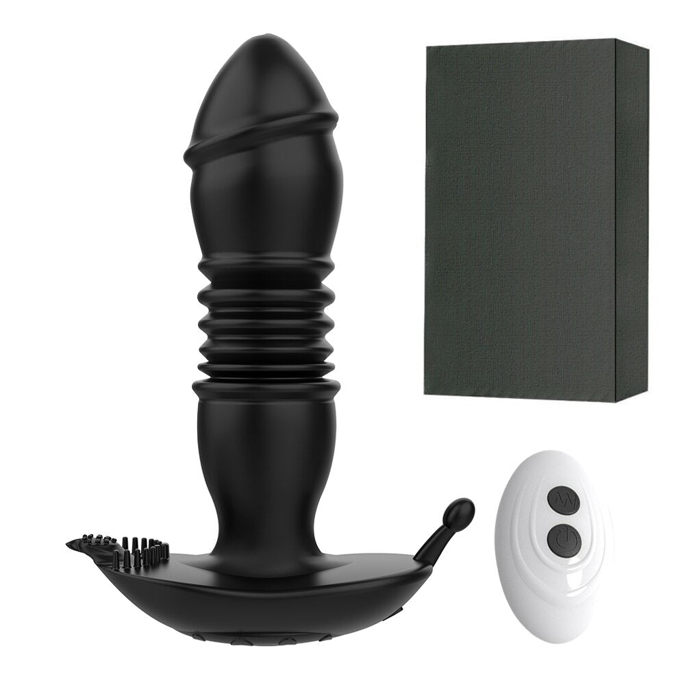 Thrusting เครื่องสั่น Dildo Anal Plug Vibrator สำหรับชายต่อมลูกหมากนวด Masturbators Remote Butt Plug Telescopic Vibrator SexToys