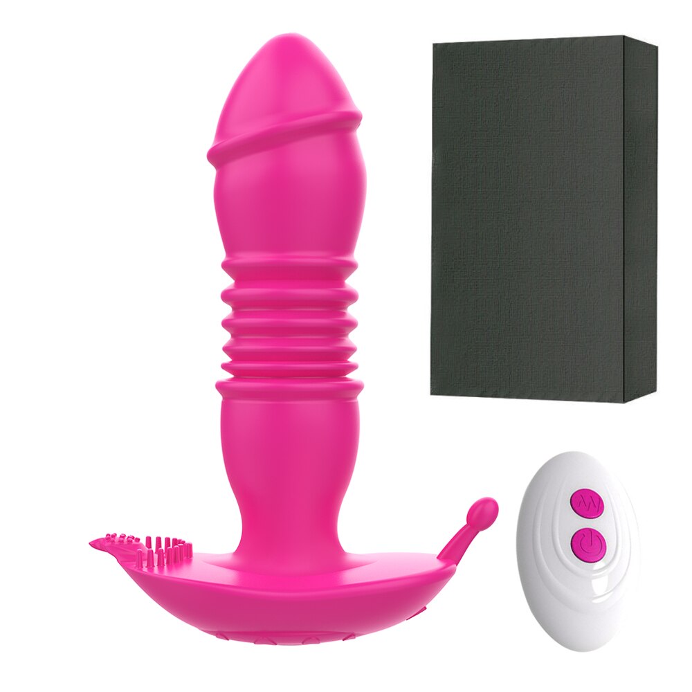 Thrusting เครื่องสั่น Dildo Anal Plug Vibrator สำหรับชายต่อมลูกหมากนวด Masturbators Remote Butt Plug Telescopic Vibrator SexToys