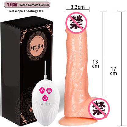 Thrusting การควบคุมระยะไกล Dildo Vibrator สมจริงอวัยวะเพศชายเกย์ถ้วย Masturbator คู่ Big Dick สำหรับผู้หญิงเซ็กซ์ทอย