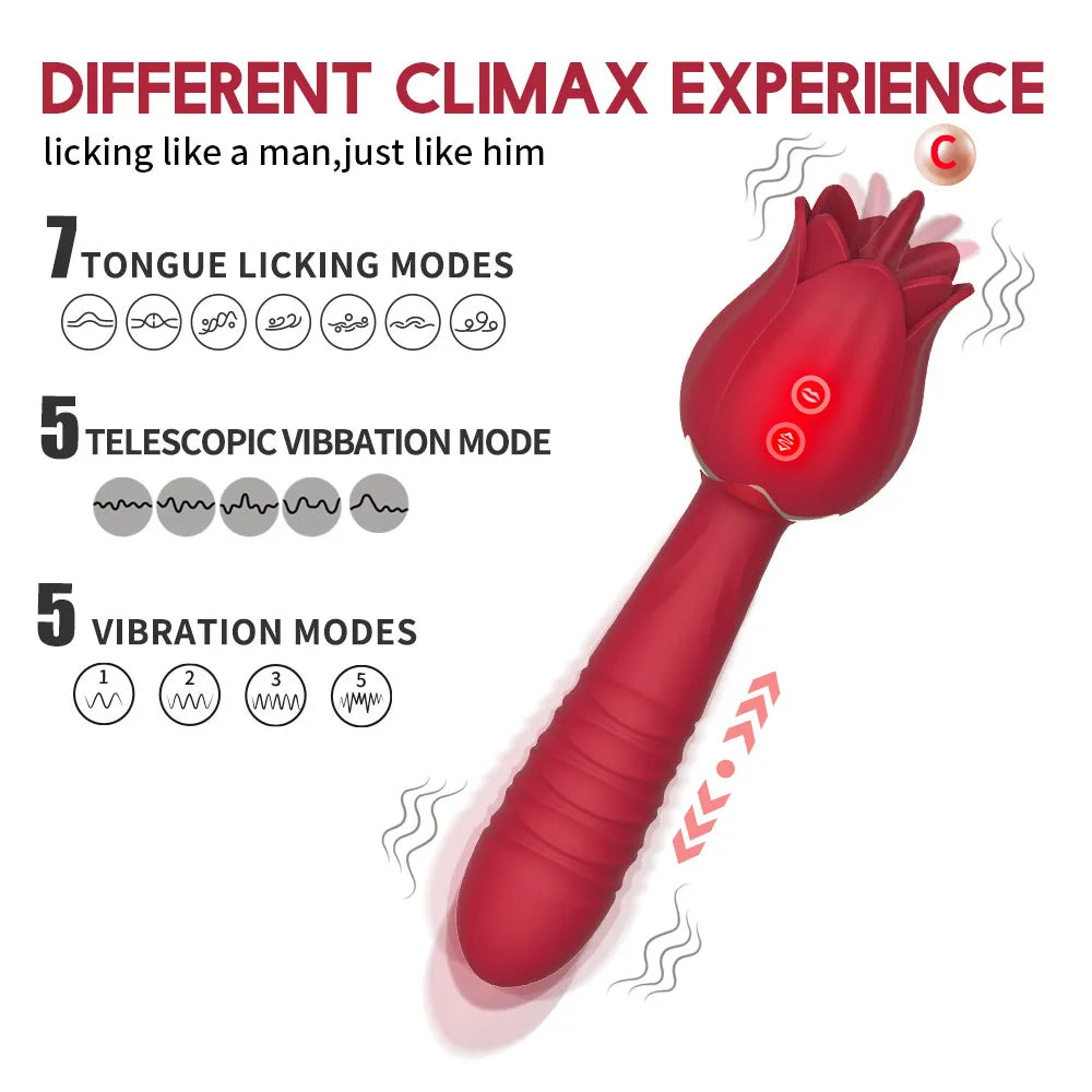 ไวเบรเตอร์ดิลโด้แบบสั่น Rose Sex Toy สำหรับผู้หญิง