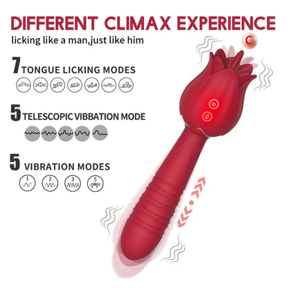 ไวเบรเตอร์ดิลโด้แบบสั่น Rose Sex Toy สำหรับผู้หญิง