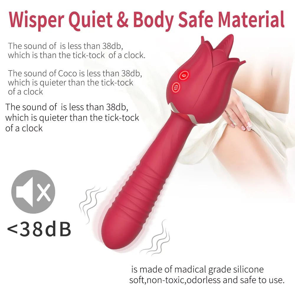 ไวเบรเตอร์ดิลโด้แบบสั่น Rose Sex Toy สำหรับผู้หญิง