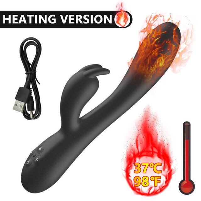 USB Charging Heating AV Rabbit Dildo Vibrator Vagina Clitoris Stimulator G-Spot Adult Game Sex Toys for Women Female Masturbator