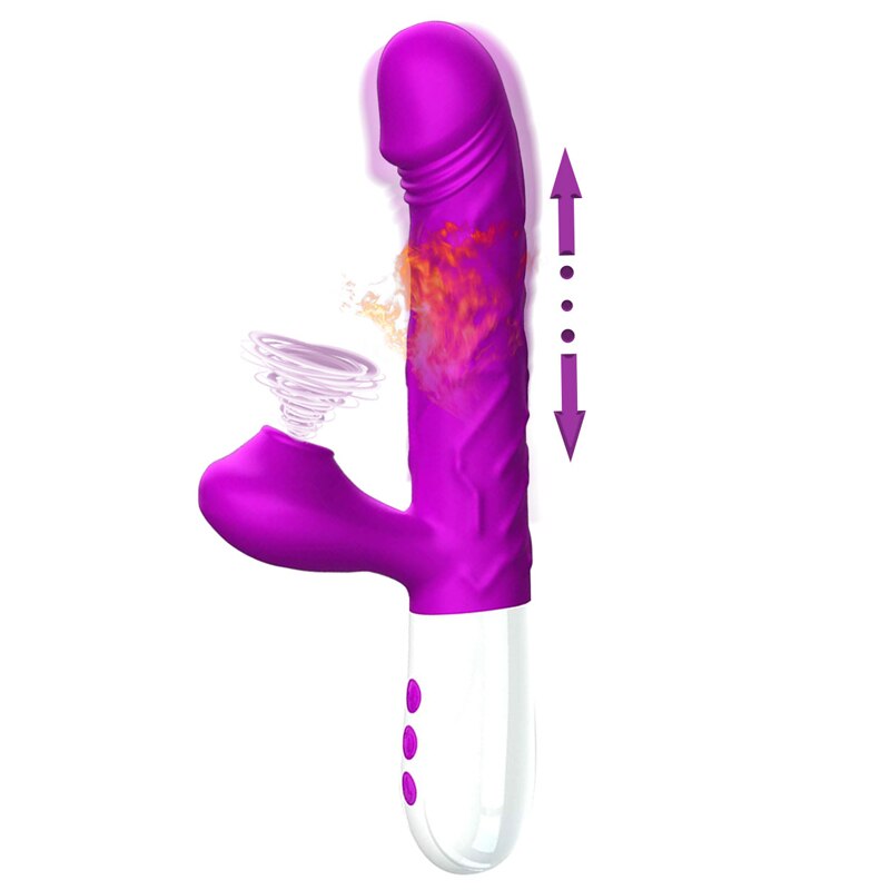 ใหม่คู่ลิ้น Vibrating Dildo Telescopic หมุน Vibrators สำหรับผู้หญิง Anal ช่องคลอด Clitoris Stimulator ผู้ใหญ่เซ็กซ์ทอย