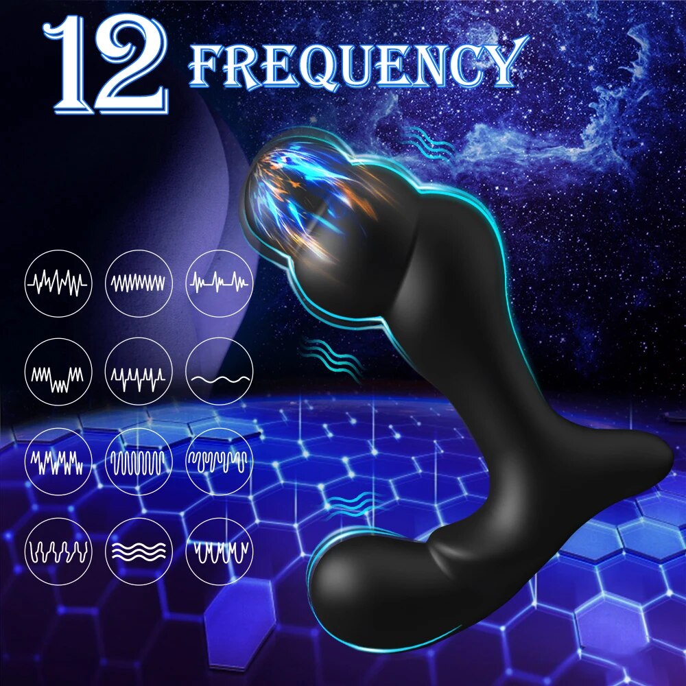 Vibrating Prostate Massager Anal การฝึกอบรม Butt ปลั๊ก12โหมดการสั่นสะเทือน G-Spot Vibrator Anal ลูกปัดกระตุ้นอุปกรณ์