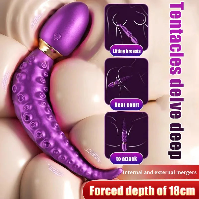 ไวเบรเตอร์มอนสเตอร์สมจริงรูปปลาหมึกสำหรับจุดจี (G-Spot) พร้อม 7 โหมดการสั่นอันทรงพลัง ของเล่นทางเพศสำหรับผู้ใหญ่เพื่อกระตุ้นช่องคลอดและทวารหนักสำหรับผู้หญิง