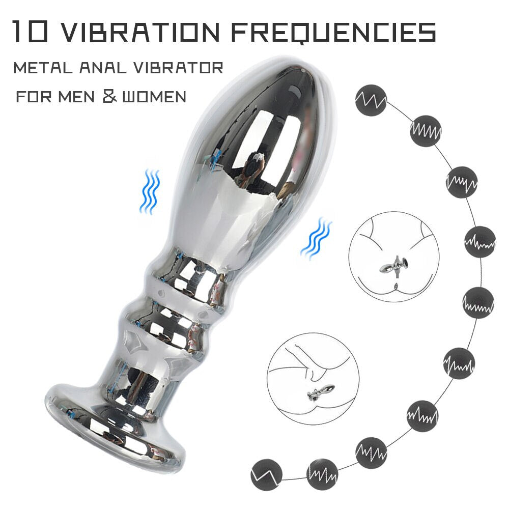 โลหะ Vibrator Anal เสียบของเล่นเพศสำหรับผู้ชาย Anal Massager สแตนเลส Butt Plug G-Spot Anus Stimulator Remote ช่องคลอด Vibrator
