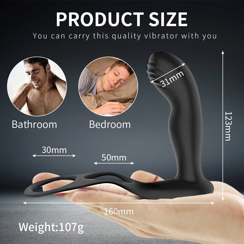 Vibrator ชายต่อมลูกหมากนวด Butt Plug ชะลอการแหวนควบคุม Backyard ของเล่นสามจุดกระตุ้นคู่ Flirt