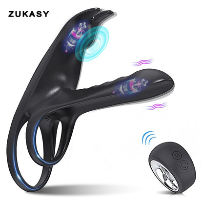 คู่ Vibrator Dual มอเตอร์ Cockring ไร้สาย Cock แหวนอวัยวะเพศชายผู้ใหญ่ของเล่นเซ็กซี่ชาย Delay Ejaculation Penisring