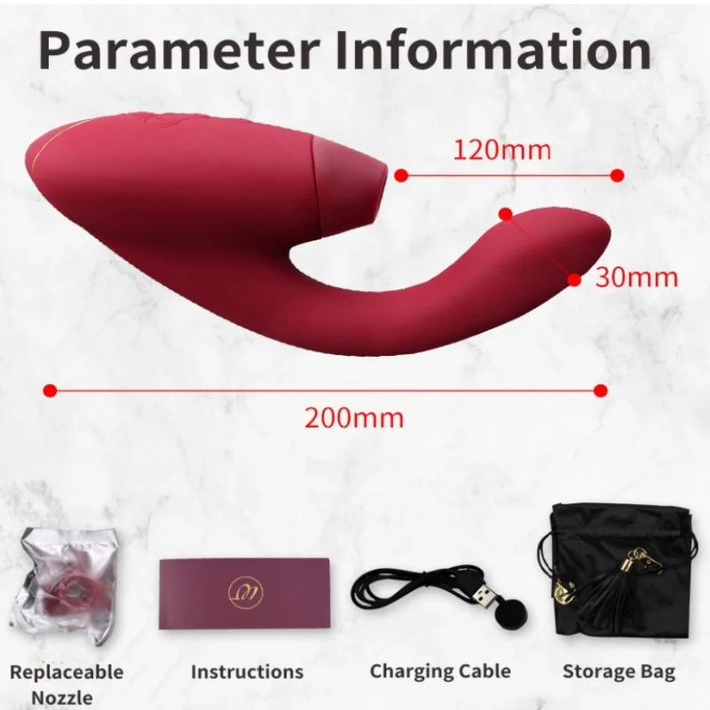 Womanizer Duo 10 Sucking Vibration Modes&14 Intensity Levels Sex Toy for Clitoral and G-spot Stimulation IPX7 Magnetic charging