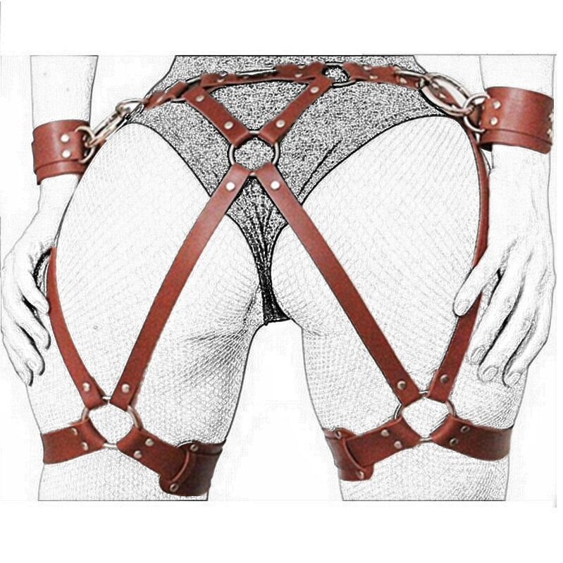 Women Leather Harness Dildo Strapon Belt Strap on Adult Sex Toys for Woman Couples Sex Products Punk Gothic Bdsm Bondage Panties