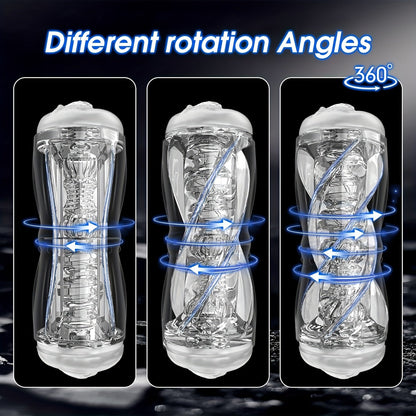 Mesterstar Dual Open Ended 360° Rotating Male Masturbators Stroker Sleeve. Pocket Pussy Sex Toys for Adult with 3D Crystal Realistic Textured Vagina Male Masturbators Cup