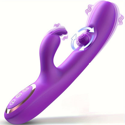 G Spot Vibrator Sex Toys - อุปกรณ์กระตุ้นความสุขทางเพศสำหรับผู้ใหญ่ 3-in-1 พร้อมโหมดการถู 10 แบบ, การสั่น 7 แบบ และการนวด 7 แบบ. อุปกรณ์กระตุ้นคลิตอริส Dildo Rabbit Vibrators ของเล่นทางเพศสำหรับผู้หญิงและคู่รัก สีม่วง