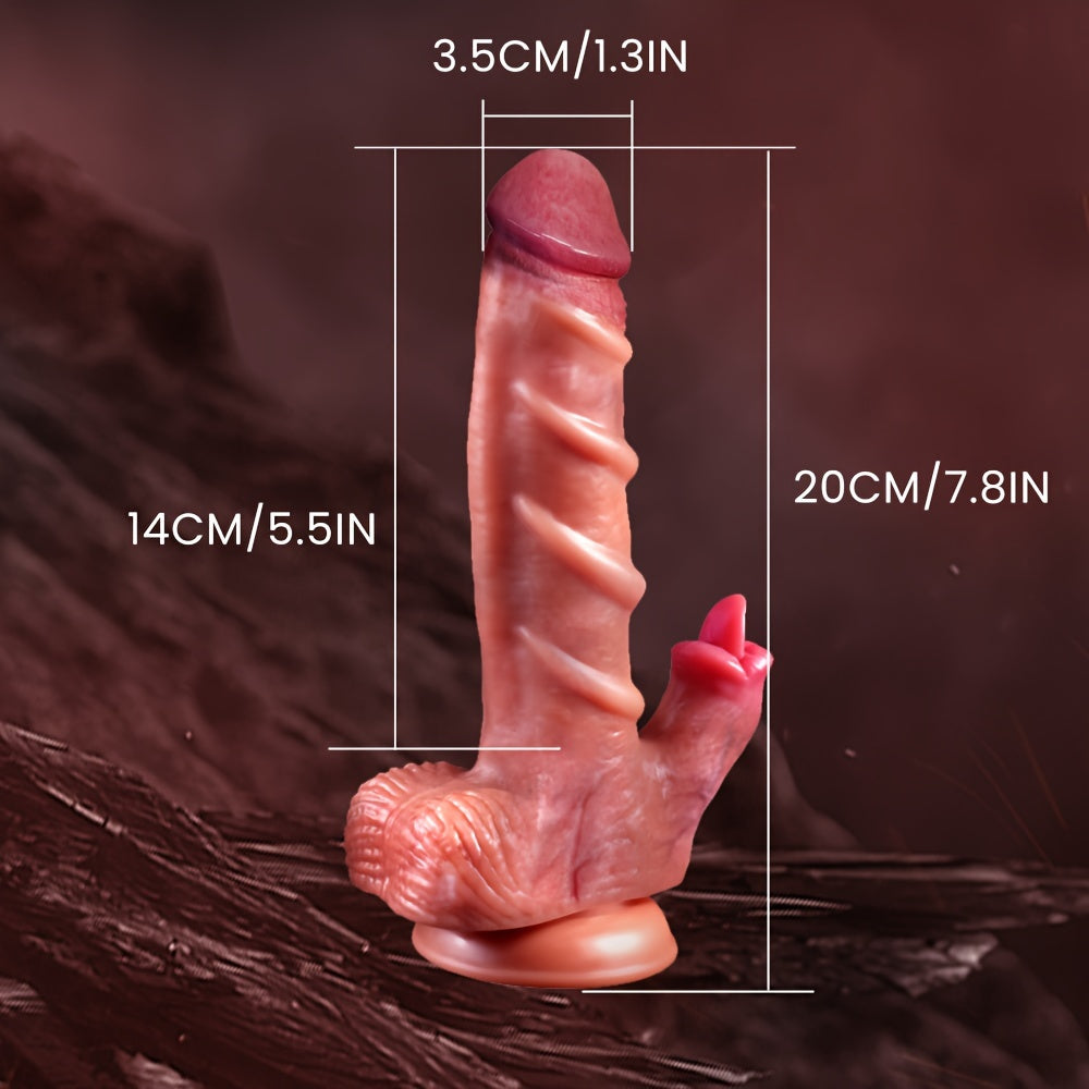8 Inch Stretchable Vibration Sex Toy - 4-in-1 Realistic Female Anal Stimulator with 7 Stretching and 7 Vibration Modes. Wireless Remote Control. and Heating Functionality